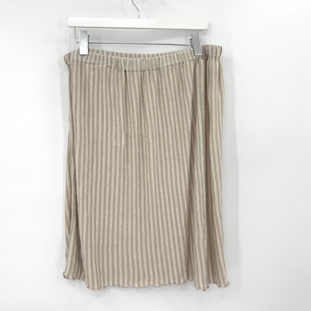 Gudrun Sjoden Skirt Women M Beige‎ Organic Linen Knit Boho Lagenlook